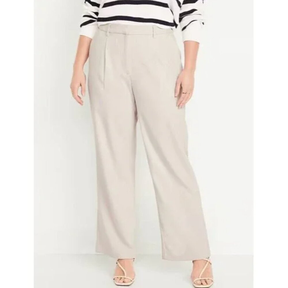 Old Navy extra high rise taylor wide leg trouser silver grey size XXL dress pant